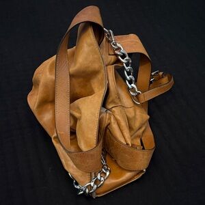 Tan Leather Michael Kors Women's Bag with Chain Detail